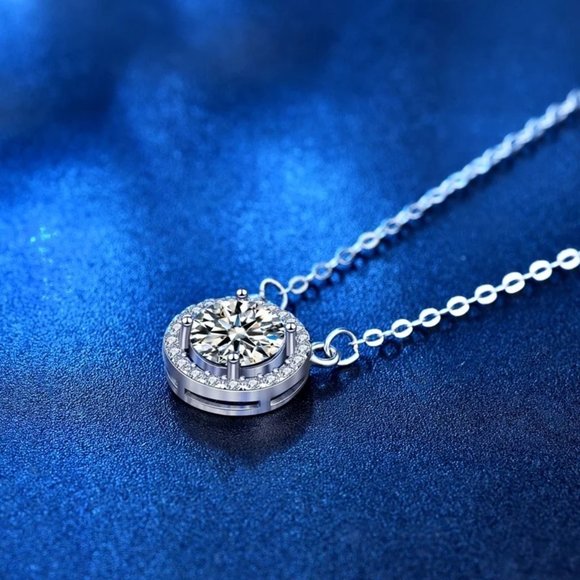 Certified 1ct. t.w. Diamond Round Necklace 18k White Gold over Italy Silver - Picture 4 of 16